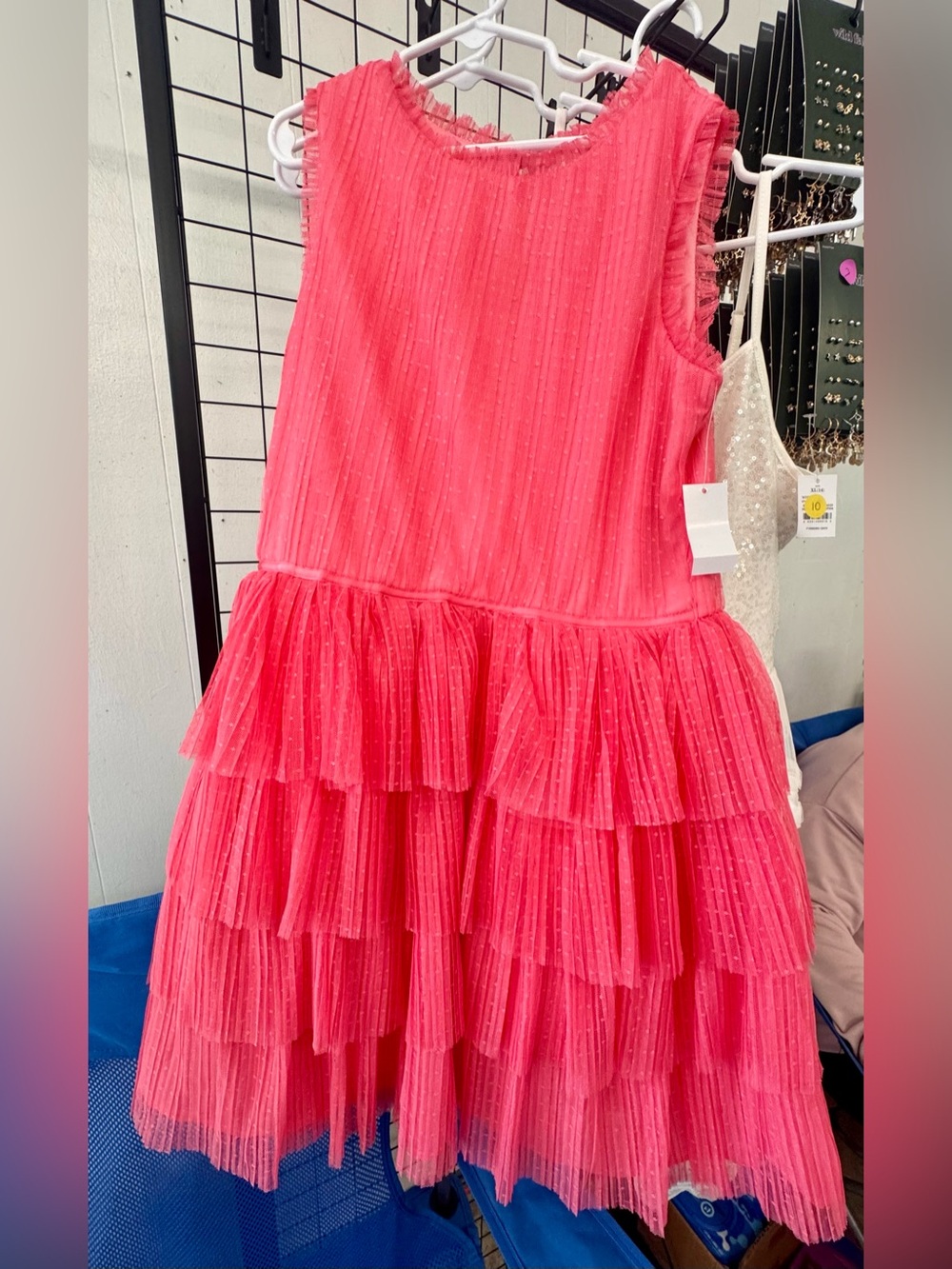 ZenZi Coral Pink Ruffled Tulle Dress
